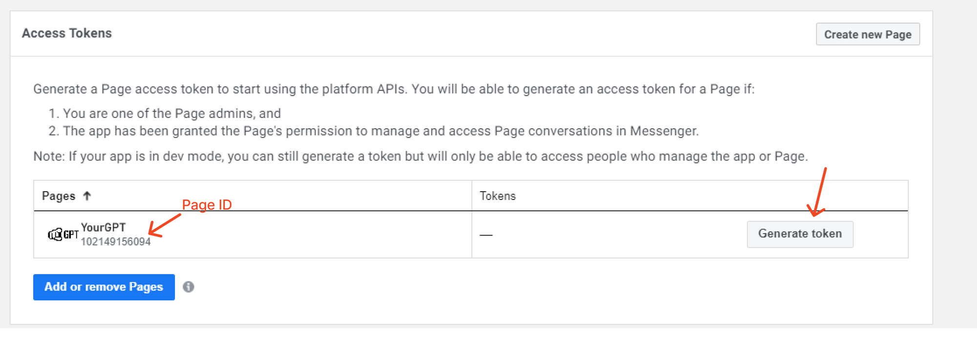 Step 5: Page ID and Access Token